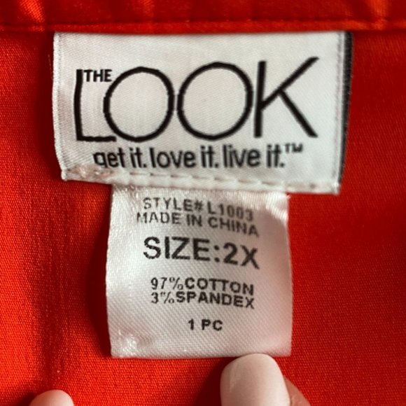 The Look Woman Orange Button Down Oversized Top Size 2X Lagenlook Quiet Luxury - Picture 3 of 8